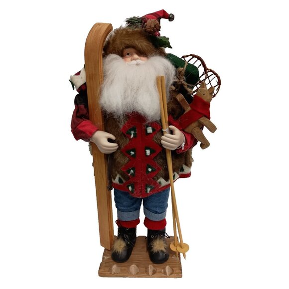 Vintage Other - Vintage Large Santa Clause Figurine With Skis & Snow Shoes Christmas Decor